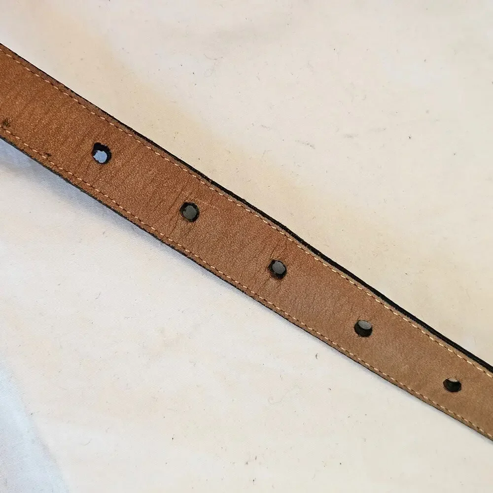 Brighton Vintage Black Leather Statement Belt 1995